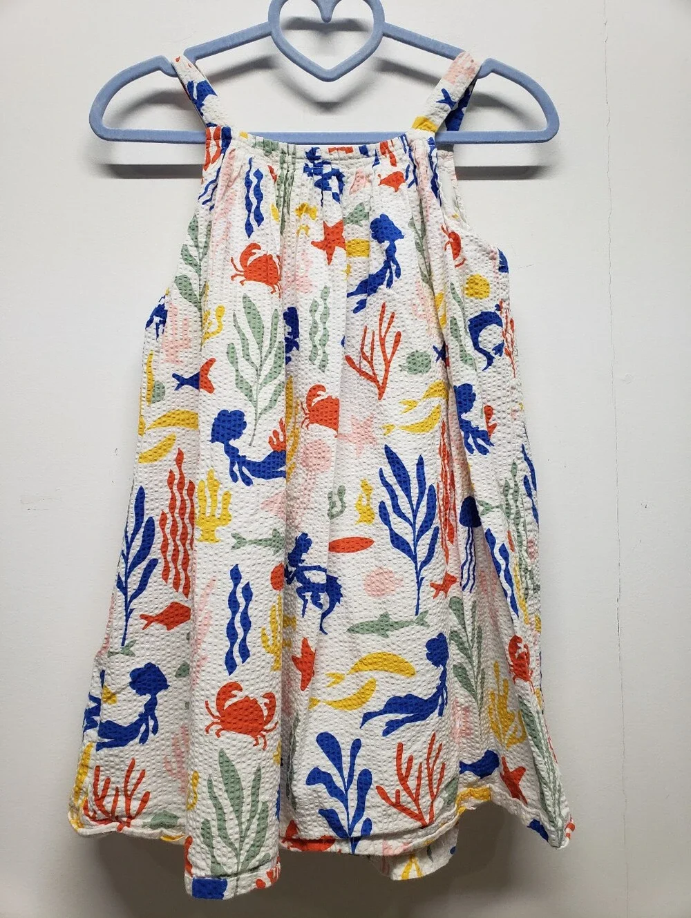Disney Girls Size 7/8 Ocean Sea Life Seersucker Sundress Pockets Under the Sea